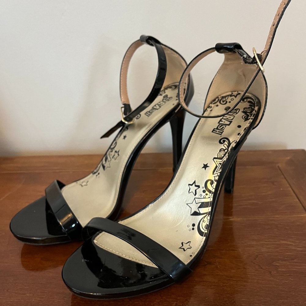 Black strappy high heels